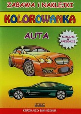 Kolorowanka. Zabawa i naklejki. Auta