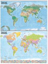 Świat Mapa polityczna i krajobrazowa tuba