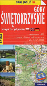 Mapa turystyczna. Góry Świętokrzyskie