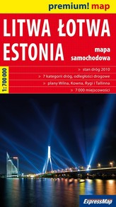 Liwa, Łotwa, Estonia 1:700 000 mapa samochodowa