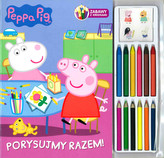 Peppa Pig.  Porysujmy razem. Zabawa z kredkami. 12 kredek + naklejki 