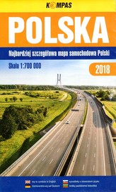 Polska. Najbardziej szczegółowa mapa samochodowa Polski 2018, 1:700 000