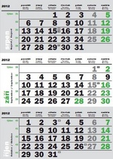 Tříměsiční 2012 - nástěnný kalendář