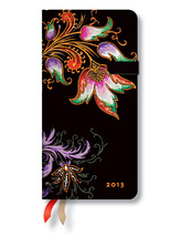 Diář 2013 - Floral Cascade Ebony - 12 měsíční, slim 90x180 Horizontal