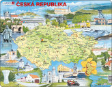 Puzzle MAXI - Mapa ČESKO  atraktivní místa/77 dílků