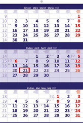 Tříměsíční modrý - nástěnný kalendář 2015