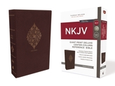  NKJV, Deluxe Reference Bible, Center-Column Giant Print, Leathersoft, Burgundy, Red Letter Edition, Comfort Print