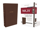  NKJV, Deluxe Reference Bible, Center-Column Giant Print, Leathersoft, Brown, Red Letter Edition, Comfort Print