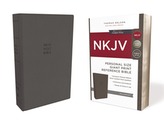  NKJV, Reference Bible, Personal Size Giant Print, Leathersoft, Gray, Red Letter Edition, Comfort Print