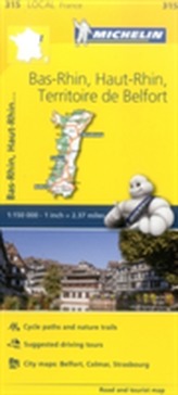  Bas-Rhin, Haut-Rhin, Territoire de Belfort - Michelin Local Map 315