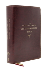 The NKJV, Charles F. Stanley Life Principles Bible, 2nd Edition, Leathersoft, Burgundy, Thumb Indexed, Comfort Print