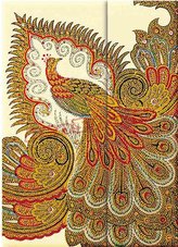 Zápisník - Swirling Peacock – Ivory Wrap, midi 120x170