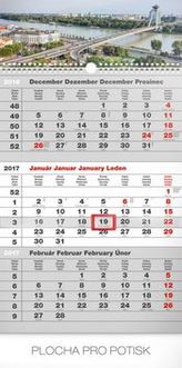 Mesto šedý 3mesačný - nástenný kalendár 2017