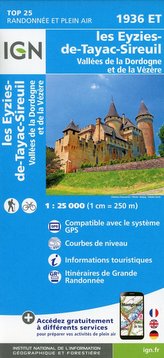 Les Eyzies.Vallées de la Dordogne et de la Vézère 1:25 000