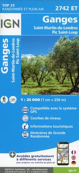 Ganges.Saint-Martin-de-Londres Pic Saint-Loup 1:25 000