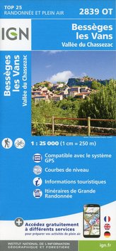 Bessèges les Vans Vallée du Chassezac 1:25 000