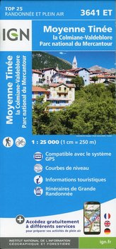 Moyenne Tinée la Colmiane-Valdeblore Parc National du Mercantour 1:25 000
