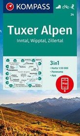 Tuxer Alpen, Inntal, Wipptal, Zillertal 1:50 000