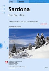 Swisstopo 1 : 50 000 Sardona Schneeschuh- und Skitourenkarte