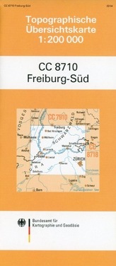 Topographische Übersichtskarte CC8710 Freiburg-Süd 1 : 200 000