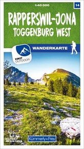 Rapperswil - Jona Toggenburg West 14 Wanderkarte 1:40 000 matt laminiert