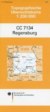 Topographische Übersichtskarte CC7134 Regensburg 1 : 200 000