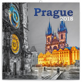 Kalendář poznámkový 2018 - Praha černobílá, 30 x 30 cm