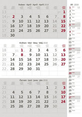 Kalendář nástěnný 2018 - 3měsíční/šedý s poznámkami a jmenným kalendáriem
