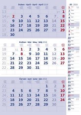 Kalendář nástěnný 2018 - 3měsíční/modrý s poznámkami a jmenným kalendáriem