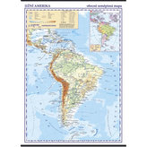 Jižní Amerika - školní nástěnná obecně zeměpisná mapa 1:10 mil/96x136 cm.
