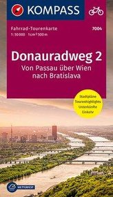 Fahrrad-Tourenkarte Donauradweg 2, Von Passau über Wien nach Bratislava