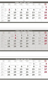 Kalendář nástěnný 2018 - 3měsíční/šedý skládaný s jmenným kalendáriem