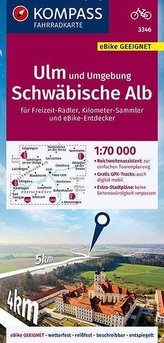 KOMPASS Fahrradkarte Ulm und Umgebung, Schwäbische Alb 1:70.000, FK 3346