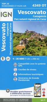 Vescovato. Castagniccia. Parc naturel régional de Corse 1 : 25 000