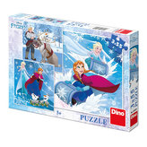 Ledové království - Zimní radovánkay - puzzle 3x55 dílků