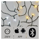 Aplikací ovládaný LED vánoční řetěz, 20m, venkovní, st./t.b.