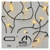 LED vánoční řetěz, 3× AA, venkovní, 5,6m, teplá b., časovač