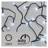 LED vánoční cherry řetěz – kuličky, 30m, studená bílá, čas.