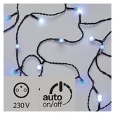 LED světelný cherry řetěz – kuličky, 4m, modrá/bílá, časovač