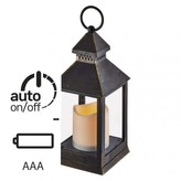 LED dekorace – lucerna antik černá, 3× AAA, blikající, čas.