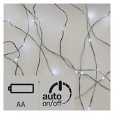 LED vánoční nano řetěz, 2× AA, 1,9m, studená bílá, časovač