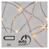 LED vánoční nano řetěz, 2× AA, 1,9m, teplá bílá, časovač