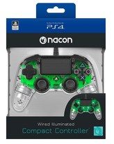 Nacon Wired Compact Controller - ovladač pro PlayStation 4 - průhledný zelený