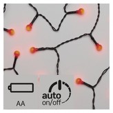 LED vánoční řetěz – kuličky, 2× AA, vnitřní, červ., časovač