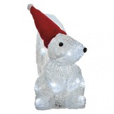 LED vánoční veverka, 22cm, 3× AA, studená bílá, časovač