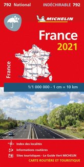 Michelin Frankreich 2021 (widerstandsfähig). Straßen- und Tourismuskarte 1:1.000.000