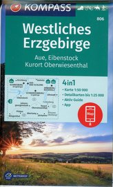 KOMPASS Wanderkarte Westliches Erzgebirge, Aue, Eibenstock, Kurort Oberwiesenthal 1:50 000