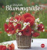 Herzliche Blumengrüße 2022. Postkartenkalender