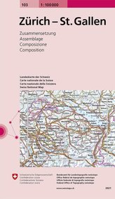 Swisstopo 1 : 100 000 Zürich St.Gallen