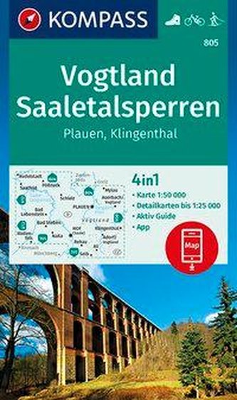 KOMPASS Wanderkarte Vogtland, Saaletalsperren, Plauen, Klingenthal 1:50 000 KOMPASS Wanderkarte Vogtland, Saaletalsperren, Plauen, Klingenthal 1:50 000